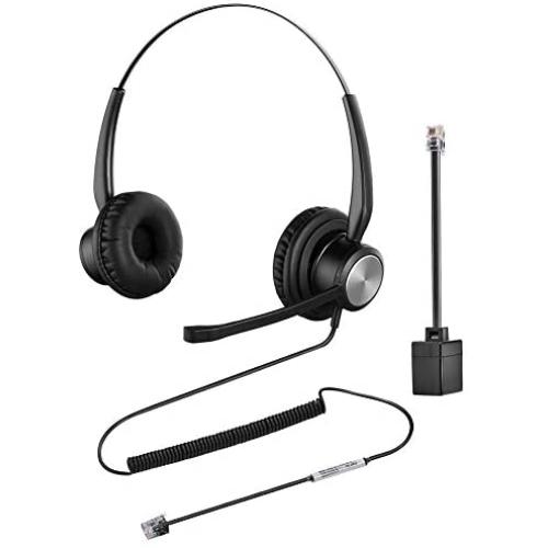 Oppetec Landline Phone Headset RJ9 Plug Telephone Headset with Noise Cancelling Mic Compatible with Avaya Siemens NEC Polycom etc