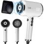 Orlif Professional Ionic Hair Dryer，Frequency Conversion Blow Dryer，Digital LED Display，Fast Drying Hot/Cool Flow，Auto Memory Sensor，Multiple Speed ，Magnetic Concentrator Nozzle，White