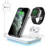 WAITIEE Wireless Charger, 3 in 1 Qi-Certified 15W Fast Charging Station for Apple iWatch Series SE/6/5/4/3/2/1,AirPods, Compatible for iPhone 12/11 Series/XS MAX/XR/XS/X/8/8 Plus/Samsung (White)