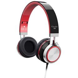 Elecder i39 Headphones with Microphone Foldable Lightweight Adjustable On Ear Headsets with 3.5mm Jack for Cellphones Computer MP3/4 Kindle School Red/Black