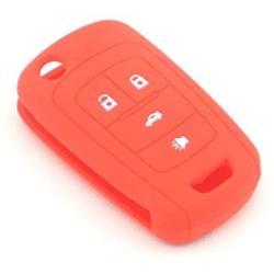 iSaddle Silicone Protecting Vehicle Remote Start Key Case Cover Fob Holder for Chevrolet Camaro Cruze Equinox Malibu Orlando Sonic (Red Color)