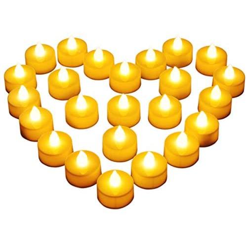 Diyife 24 Pack Battery LED Tea Light, Realistic Bright Flickering Flameless Tea Lights, Electric Lights for Seasonal and Festival Celebration, Battery Include (Warm White)