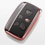Royalfox(TM) 5 Buttons Full TPU Smart keyless Entry Remote Key Fob case Cover for Land Rover Defender Discovery Sport LR3 LR4 Range Rover Sport Evoque Velar,Jaguar XF XJ XJL XE F-PACE (Pink/Black)