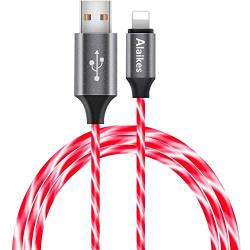6ft LED Charger Cable, Light Up Visible Flowing Charger Charging Cord Compatible with Phone12 Plus/XS/XR/X/11/8 Plus / 8/7 Plus/6 Plus/5/5S (6FT, Red)