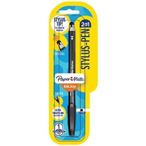 Paper Mate InkJoy 2 in 1 Stylus Ballpoint Pen, Medium Point, Black, 1 Pack