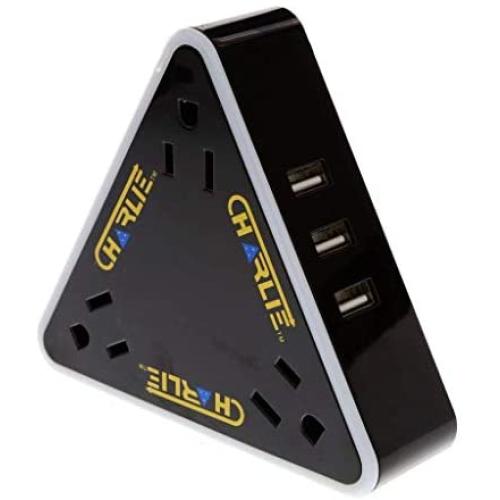 Connect Charlie 12- in-1 Surge Protector & USB Charger (Black)