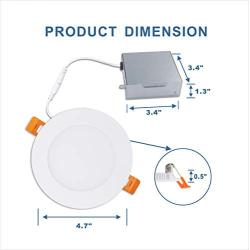 ANC 4-Inch 9W 120V Low Profile Recessed Ultra Thin LED Panel Light,Retrofit Downlight Wafer Panel Slim IC Rated ETL,3000K Warm White Round Panel Ceiling Light 4 Pack