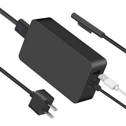 Surface Pro 3 & 4 & 6 Charger Power Adapter, 44w Surface Pro Charger Supply Compatible Microsoft Surface Pro 6 Pro 5 Pro 4 Surface Laptop 2 & Surface Go with 5V 1A USB Charging Port