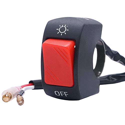 Taiss 12V 7/8″(22mm) Universal Motorcycle Handlebar Switch for U5 U7 U2 Motorcycles Scooter Electrombile Motorbike Headlight Red On Off Button F001-R