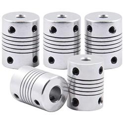 Saiper Flexible Couplings 5mm to 8mm (5pcs) Aluminum Alloy Joint Connector Compatible with NEMA 17 Stepper Motors, RepRap 3D Printer or CNC Machine, 3D Printer Accessories
