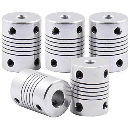 Saiper Flexible Couplings 5mm to 8mm (5pcs) Aluminum Alloy Joint Connector Compatible with NEMA 17 Stepper Motors, RepRap 3D Printer or CNC Machine, 3D Printer Accessories