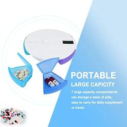 7 Days Rainbow Digital Pill Organizer, CozyCabin Portable Weekly Digital Pill Box with 4 Groups Alarm Reminders, Lightweight Easy Carry Round Electronic Intelligent Medicine Case