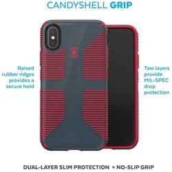 Speck Products CandyShell Grip iPhone Xs/iPhone X Case, Charcoal Grey/Dark Poppy Red
