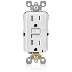 Leviton GFTR1-W Self-Test SmartlockPro Slim GFCI Tamper-Resistant Receptacle with LED Indicator, Wallplate Included, 15-Amp, White