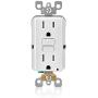 Leviton GFTR1-W Self-Test SmartlockPro Slim GFCI Tamper-Resistant Receptacle with LED Indicator, Wallplate Included, 15-Amp, White