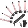 6-IN-1 Curling Iron, Professional Curling Wand Set, Instant Heat Up Hair Curler with 6 Interchangeable Ceramic Barrels (0.35 to 1.25) and 2 Temperature Adjustments, Heat Protective Glove & 2 Clips