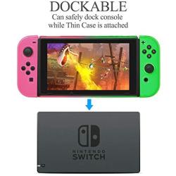 Case for Nintendo Switch, Fit The Dock Station, Protective Accessories Cover Case for Nintendo Switch and Joy Con Controller Dockable with a Tempered Glass Screen Protector, Pink & Green