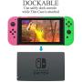 Case for Nintendo Switch, Fit The Dock Station, Protective Accessories Cover Case for Nintendo Switch and Joy Con Controller Dockable with a Tempered Glass Screen Protector, Pink & Green