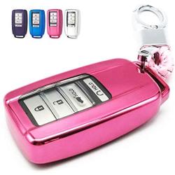 Cajek Pink TPU Key Fob Cover Case Holder Protector for Acura RLX RDX MDX ILX TLX PLX NSX 2 3 4 Buttons Remote Control (Not Fit Engine Hold Key)