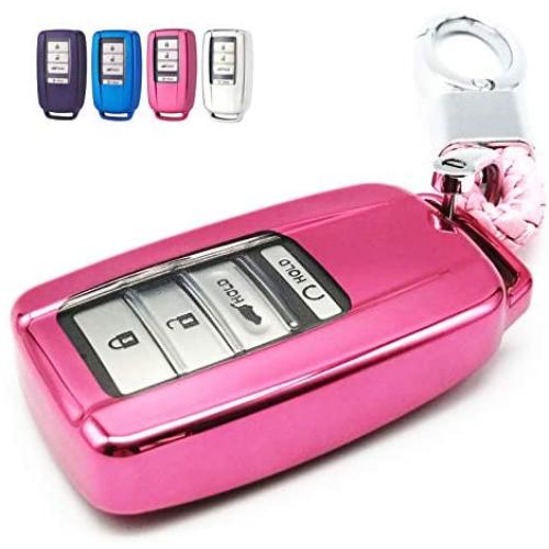 Cajek Pink TPU Key Fob Cover Case Holder Protector for Acura RLX RDX MDX ILX TLX PLX NSX 2 3 4 Buttons Remote Control (Not Fit Engine Hold Key)