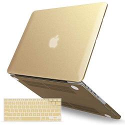 IBENZER MacBook Pro 13 Inch Case 2015 2014 2013 end 2012 A1502 A1425, Hard Shell Case with Keyboard Cover for Old Version Apple Mac Pro Retina 13, Gold, R13GD+1B