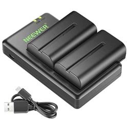 Neewer NP-F550 Battery Charger Set for Sony NP F970,F750,F960,F530,F570,CCD-SC55,TR516,TR716,and More (2-Pack Replacement Battery, Dual Slot Charger)