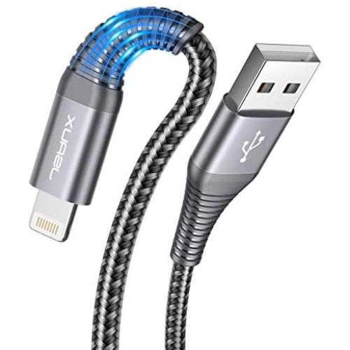 Lightning iPhone Charger Cable 2-Pack 6ft, JSAUX[Apple MFi Certified] Nylon Braided USB Fast Charging Cord Compatible with iPhone X Xs XR / 8/8 Plus / 7/7 Plus / 6 /6S Plus / 5 /5S / iPad(Grey)