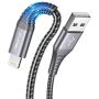 Lightning iPhone Charger Cable 2-Pack 6ft, JSAUX[Apple MFi Certified] Nylon Braided USB Fast Charging Cord Compatible with iPhone X Xs XR / 8/8 Plus / 7/7 Plus / 6 /6S Plus / 5 /5S / iPad(Grey)