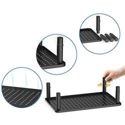 YYOKB Monitor Stand Riser with Mesh Metal Monitor Stand, 3 Height Adjustable for Laptop, Computer, iMac, PC, Printer, Ergonomic Desk Organizer (Black)