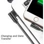 90 Degree Right Angle iPhone Charger MFI Certified Cable Lightning Cable 3Pack 10ft Metal Nylon Braided Cord iPhone 12/11/ Pro/Max/X/XS/XR/XS Max/ 8/ Plus/7/7 Plus/6/6S-Grey