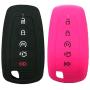 Silicone Car Remote Key Case for Ford Fusion Mustang F-150 F-250 F-350 F-450 F-550 2017 2018 2019 2020 Cover Keyless Fob Shell Skin Holder (Black+Pinkish)