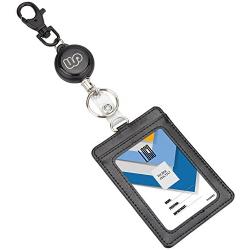 Retractable Badge Holder, Wisdompro Retractable Reel with Keyring and 2-Sided PU Leather Student ID Badge Card Holder Wallet Case with 1 Clear ID Window and 1 Credit Card Slot School Supply - Vertical