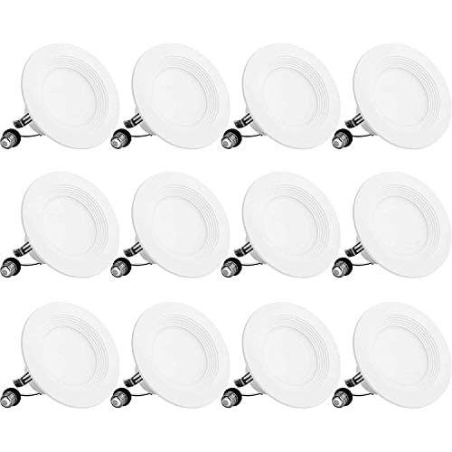 BBounder LED Recessed Lighting 4 Inch 12Pack, Dimmable, Damp Rated, LED Downlight with Baffle Trim, 8.5W=60W 650LM 5000K Can Lights, Simple Retrofit Installation - UL + Energy Star