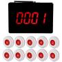 CallToU Wireless Calling System Customers Patient Pager System with 10 PCS Waterproof Call Buttons and 1PC Display Receiver for Restaurant Clinic Nursing Home Caregiver