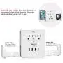 BESTTEN USB Outlet Surge Protector, 4 USB (Max 4.2A) Charging Ports and 3 AC Electrical Sockets, Wall Mount Multi Outlet Extender with 2 Slide Out Phone Holders, ETL Certified, White