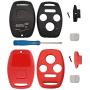 BINOWEN 3+1 Buttons Replacement For Key Fob Shell Keyless Entry Remote Honda Key Fob Case With Screwdriver Fit For Honda 2008-2012 Accord 2006-2013 Civic EX 2009-2015 Pilot (1 Red+1 Black)