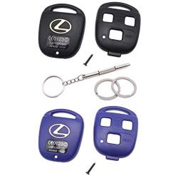 Cutting Not Required - Replacement Key Fob Keyless Entry Remote Control Key Case Fit for Lexus ES GS GX IS LS LX RX SC Car Key Fob Shell Cover (1 Black + Blue)