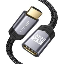 HDMI Extension Cable 3.3FT, JSAUX 4K High Speed HDMI Extender Cord Male to Female (4K 60Hz HDR HDCP 2.2), Compatible with Roku/Chromecast Streaming Stick, Blu-ray Player, HDTV, Laptop, PC - Grey