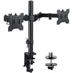 FORGING MOUNT Dual Monitor Desk Stand Mount, Full Motion Adjustable Computer Monitor Arm Mount Fits 13'' to 27'' LCD Screens, VESA 75 100,Each Arm Holds up to 22lbs,with C-Clamp and Grommet Base