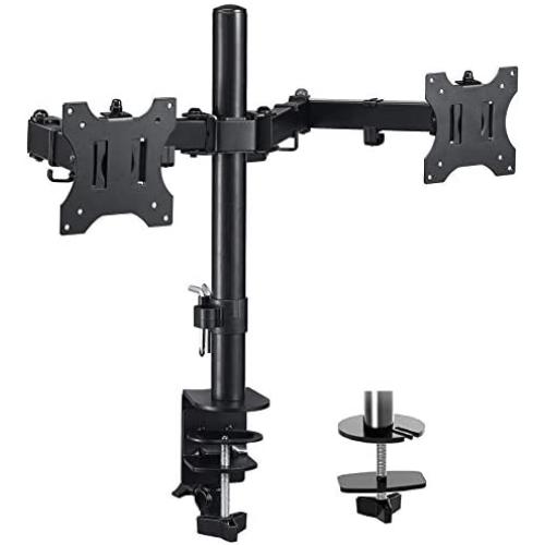 FORGING MOUNT Dual Monitor Desk Stand Mount, Full Motion Adjustable Computer Monitor Arm Mount Fits 13'' to 27'' LCD Screens, VESA 75 100,Each Arm Holds up to 22lbs,with C-Clamp and Grommet Base
