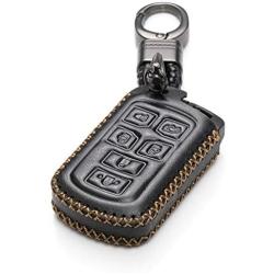Vitodeco Genuine Leather Smart Key Keyless Remote Entry Fob Case Cover with Key Chain for 2011-2020 Toyota Sienna (6 Buttons, Black)
