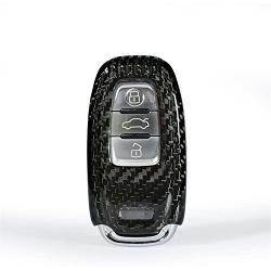M.JVisun Genuine Carbon Fiber Key Fob Cover for Audi A4 A4L A5 A6 A6L A7 A8 Q5 Q8 R8 RS4 RS5 RS6 RS7 S4 S5 S6 S7 S8 SQ5 Smart Car Remote Key, Mens Car Key Fob Case Womens Fob Cover - Black
