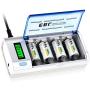 EBL 906 Smart Charger for AA AAA C D 9V Rechargeable Batteries with 4 Pieces 5000mAh C Rechargeable Batteries