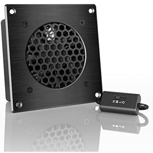 AC Infinity AIRPLATE S1, Quiet Cooling Fan System 4'' with Speed Control, for Home Theater AV Cabinets