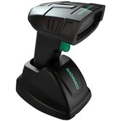 NADAMOO Wireless Barcode Scanner with Charging Cradle, 400M Long Transmission Distance, 1D Cordless USB Portable Handheld Laser Bar Code Reader for Computer PC POS Warehouse Inventory Supermarket