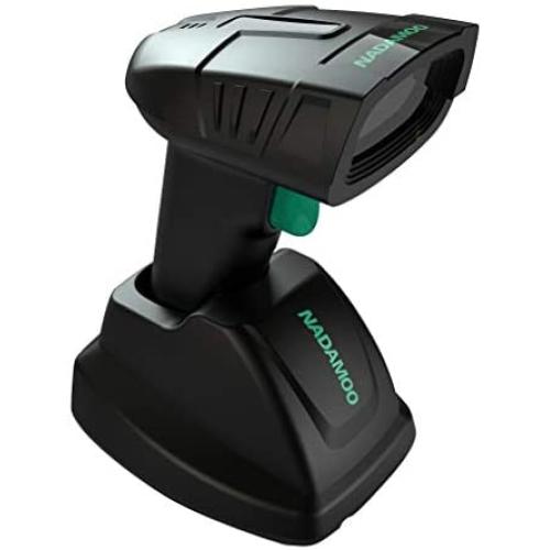 NADAMOO Wireless Barcode Scanner with Charging Cradle, 400M Long Transmission Distance, 1D Cordless USB Portable Handheld Laser Bar Code Reader for Computer PC POS Warehouse Inventory Supermarket