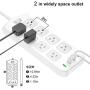 Power Strip Surge Protector with 8 AC Outlets and 4 USB Charging Ports,1875W/15A,6 Feet Long Extension Cord and 8 outlet for flat plug Phone iPad PC Laptop Smartphone Tablets Home,Office & Hotel- Gray