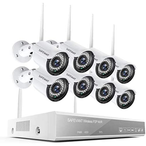1080P Wireless Security Camera System,SAFEVANT 8 Channel Outdoor Indoor Wireless NVR Systems 8PCS 2MP Home Surveillance IP Cameras Night Vision Motion Detection