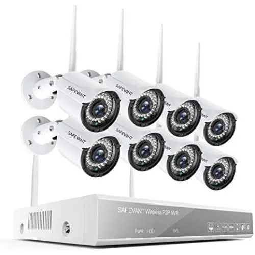 1080P Wireless Security Camera System,SAFEVANT 8 Channel Outdoor Indoor Wireless NVR Systems 8PCS 2MP Home Surveillance IP Cameras Night Vision Motion Detection