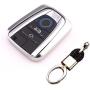 ROYALFOX(TM Luxury Soft TPU Smart 4 Buttons Key Fob case Cover for BMW i3 i8 2014 2016 2017 with Keychain Key Ring BMW i Key Cover (Silver)